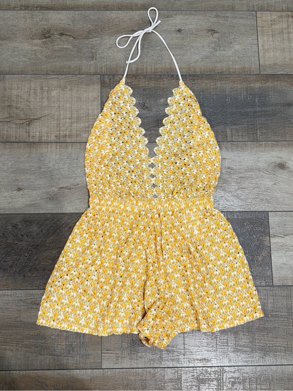 Missoni metallic crochet knit romper in honey - Picture 2 of 6
